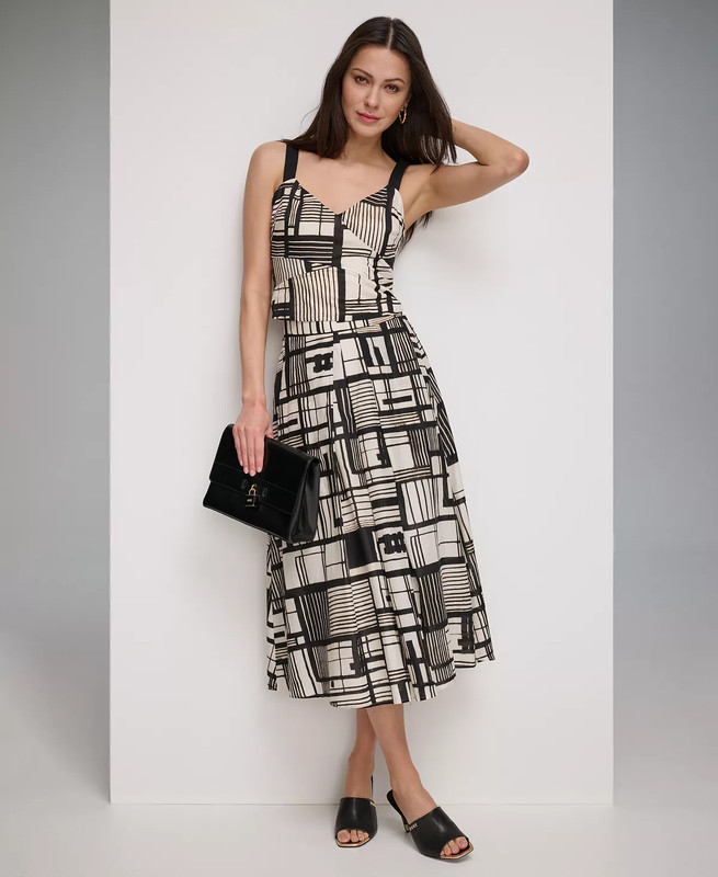 DKNY Women's Printed Voile Sleeveless Crop V-Neck Lining-Cotton Top Sz M NWT $79