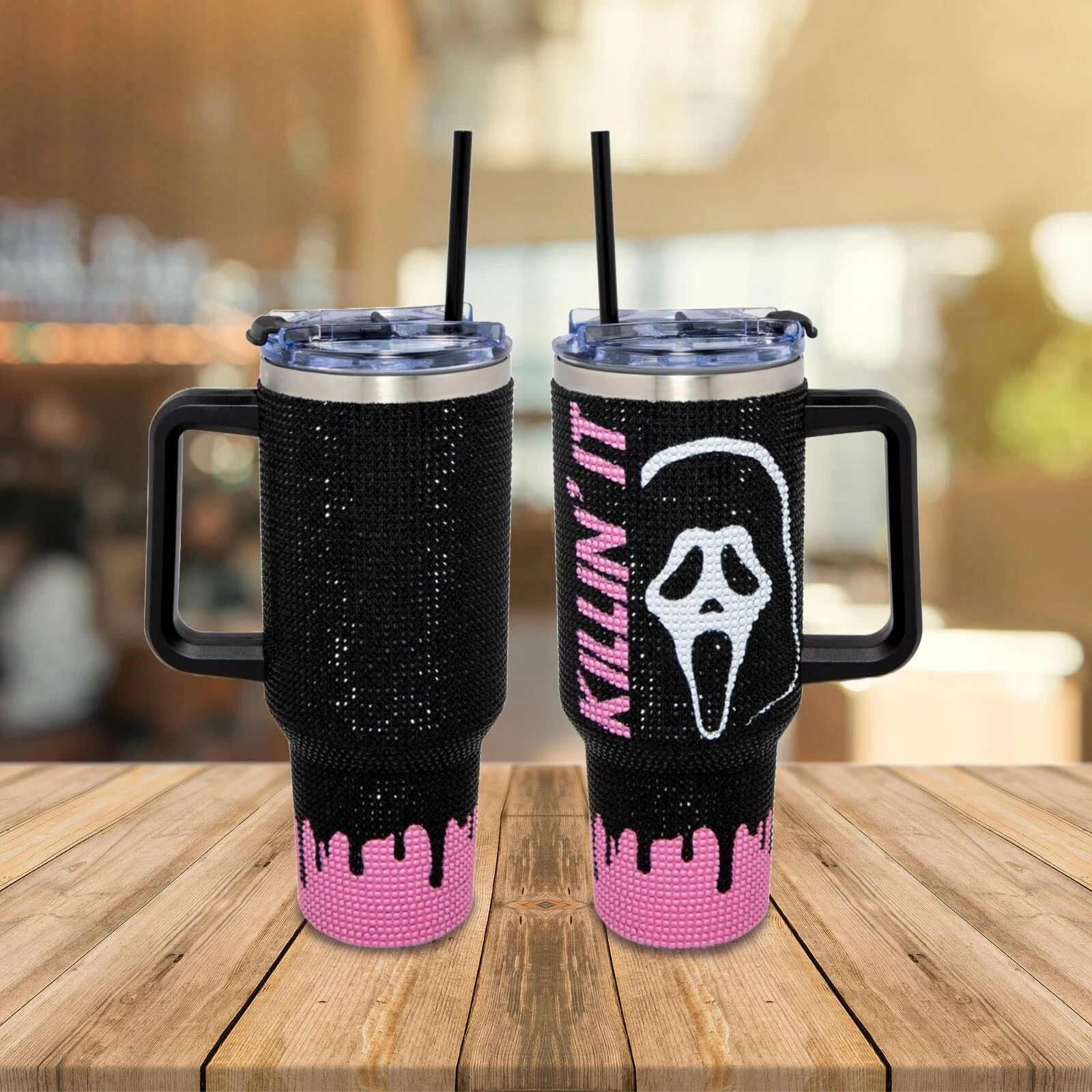 Halloween Ghostface 40 Oz Bling Tumblers