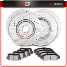 Front Rear Drilled Slotted Brake Rotors Ceramic Pads For 1999-2003 Acura Tl