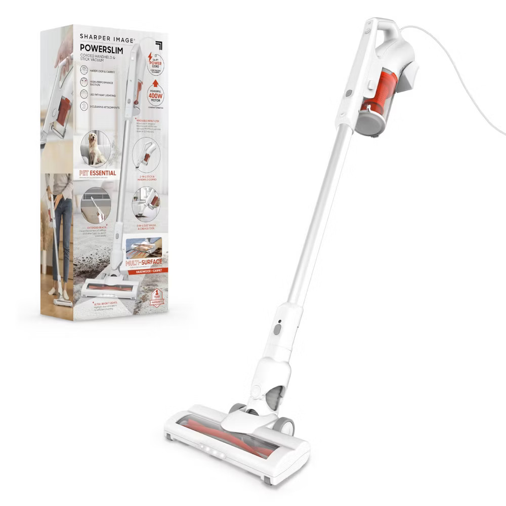 Sharper Image Powerslim Corded Handheld and Stick Vacuum White 15390₽