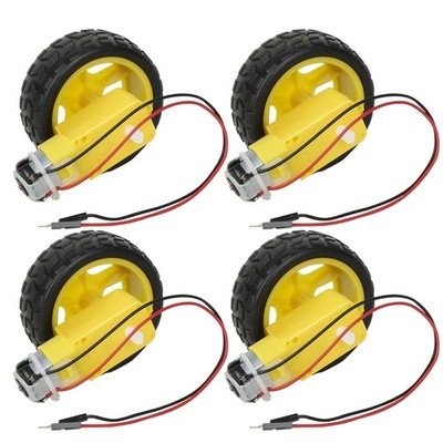 4 Sets TT Gear Motor with Wheel Kit DC 3-6V Dual Shaft 1:48 for Arduino Robot Ca