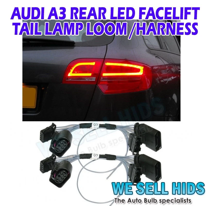 2 x Audi A3 Rear Tail lamp led facelift retrofit harness adapter loom rs3 s3 s3