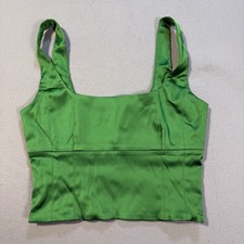 Wilfred Aritzia Green Satin Corset Tank Top Women s Size Small Side Zip
