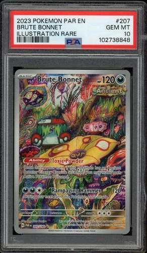 2023 POKEMON PAR EN PARADOX RIFT ILLUSTRATION RARE #207 BRUTE BONNET PSA 10