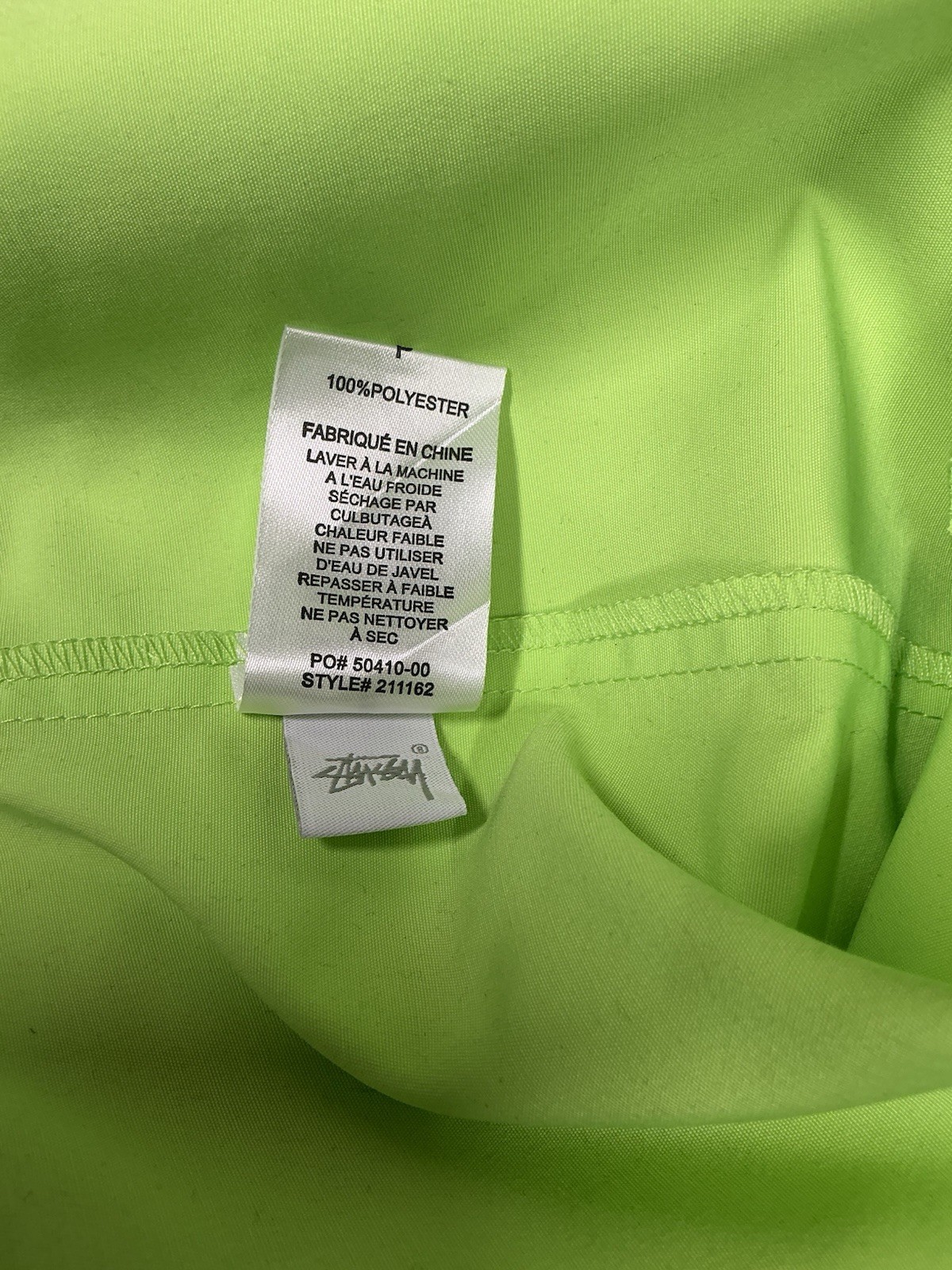 NWT Stussy Nomi House Dress Light Neon Green Stussy Logo Snap Closure Size Small thumbnail 7