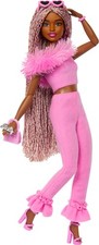Barbie Deluxe Style Doll #4 in Barbiecore Outfit, Pink and Brown Braids, Soft Pi