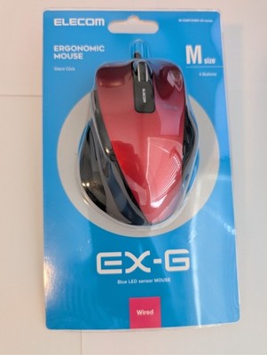 Red Elecom M-XGM10USB-US Ergonomic Wired Mouse Silent Click Medium Size 5 Button