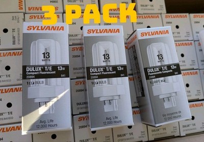 3 PACK Sylvania DULUX T/E IN 13W 4 Pin BASE GX24q-1  CF13DT/E/841/ECO  20894