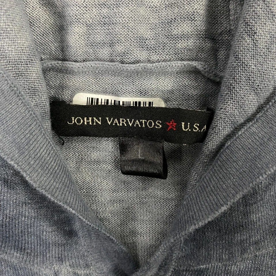 Sudadera con Capucha John Varvatos Para Hombre Grande Henley Botón Algodón Lino Tejido Ligero Azul Foto 4 de 4