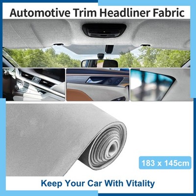 Foam Suede Headliner Fabric 72'' L x 57'' W Light Gray for Car Interior Trim DIY
