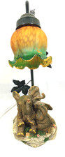 Widdop Bingham Table Lamp Crosa 2000 Elephants With Glass Tulip Shade Vintage