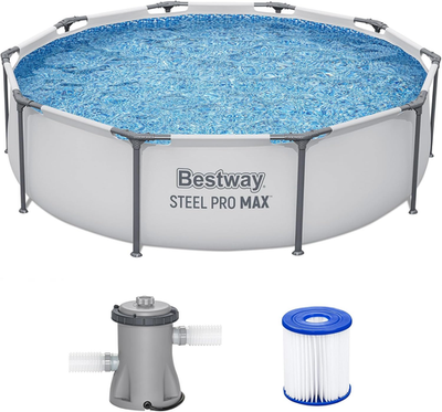 #ad Bestway Steel Pro MAX 10#x27; x 30quot; Pool: Frame Filter Pump Gray Finish $110.00