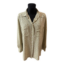 Jobis Bluse Damen Gr 42 Creme Grün Blumen Weit Geschnitten Elegant Chic