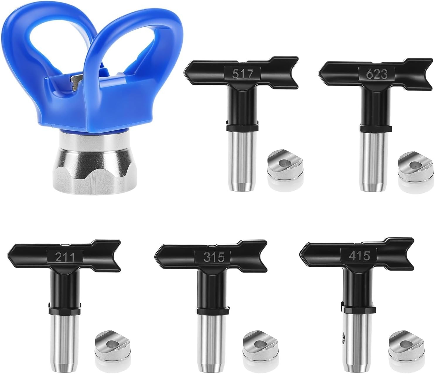 6 Pack Airless Paint Sprayer Nozzle Tips Set, Reversible Spr