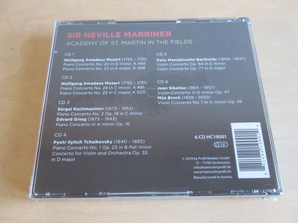 Piano & Violin Concertos-Marriner-Moravec, Ohlson, Frank..-sealed 6er OVP CD Box - Bild 2 von 3