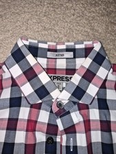 MENS EXPRESS M MEDIUM FITTED DRESS SHIRT BUTTON UP