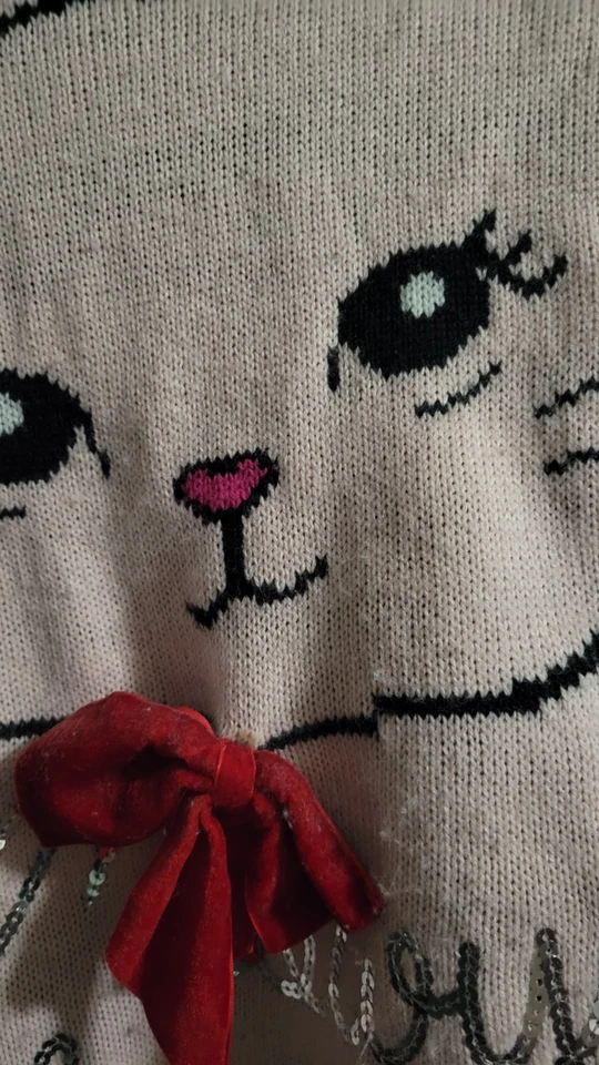 Pink Meowy Navidad Gato Suéter Sin Límites Talla Grande Foto 4 de 4