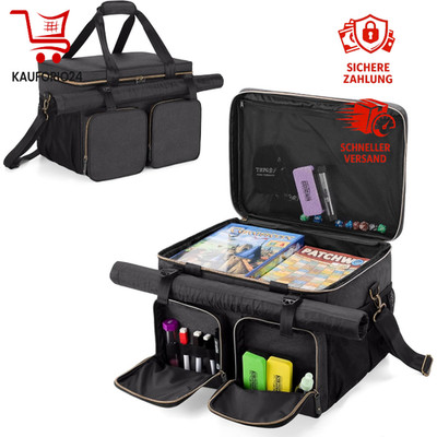 Tasche für Brettspiele Aufbewahrung mit Griff Schultergurt und Kartenrollenclips