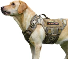 NEW KRF Tactical K9 Dog Harness with "DO NOT PET" Patch - Tan/Multicam | Working