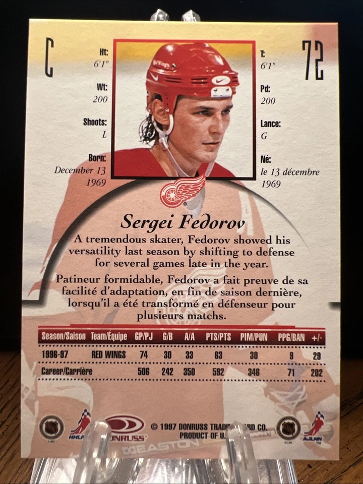 1997-98 Sergei Fedorov Donruss Canadian Ice - Detroit Red Wings - Image 2 of 2