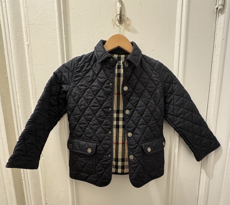 Burberry Kids Blue Quilted Jacket Size 5
