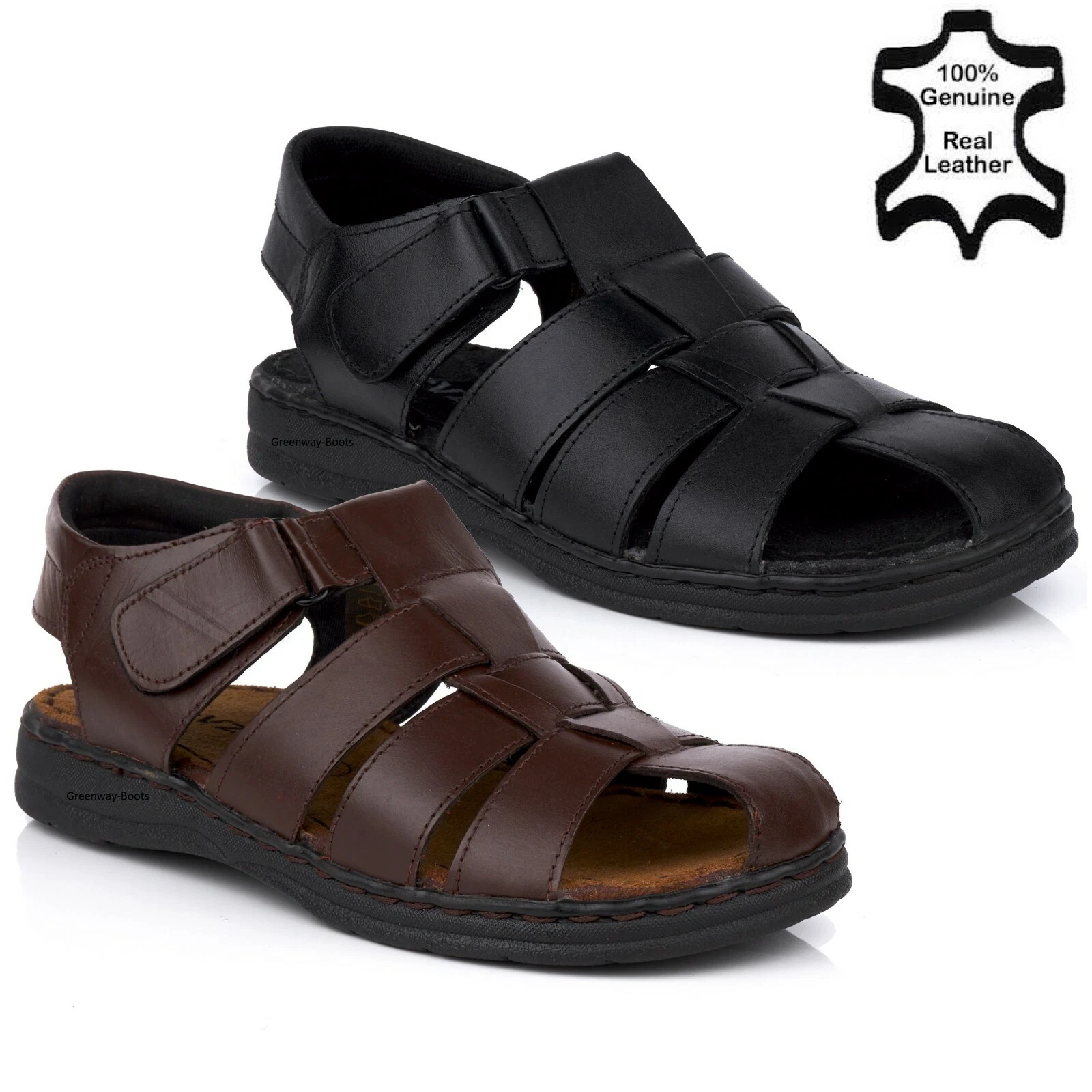 MEN LEATHER SANDAL MULE FISHERMAN GLADIATOR TREKKING ROMA HIKING SHOE SIZE 7-12