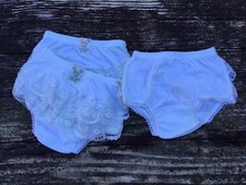 NWT Baby Club Infant Girls White 6-9 Bloomers Diaper Cover Lace Ruffle Set Of 3