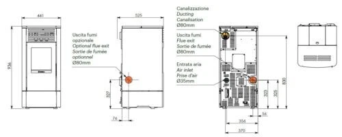 Estufas de Pellet 9,3 Kw Canalizado Ravelli Modelo SC 90 - Enviar Mail para - Imagen 2 de 6