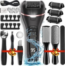 Electric Callus Remover for Feet with 3 Roller Heads 2 Speed Black