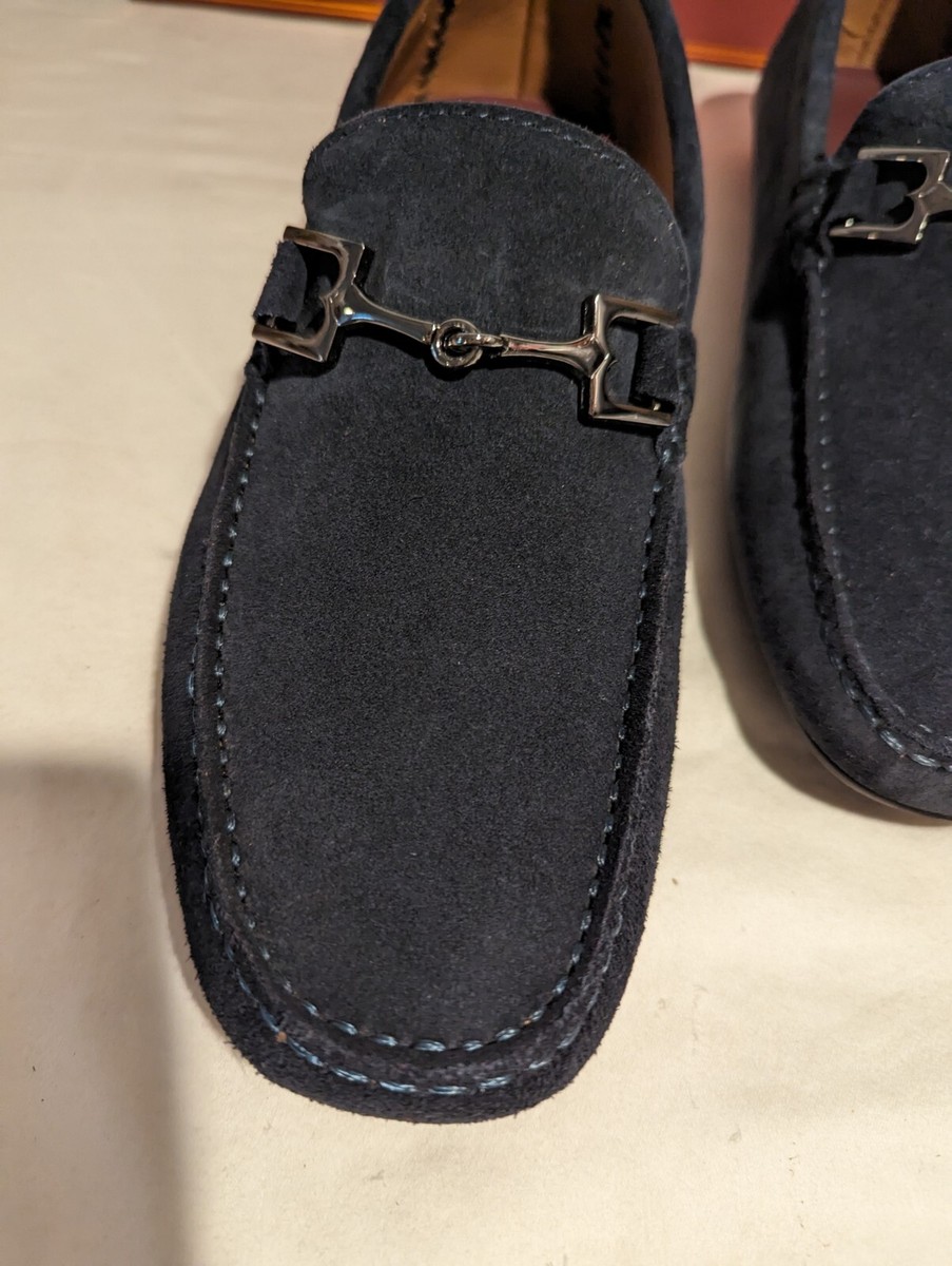NEW BRUNO MAGLI Xander Navy Suede Loafers Slip On Casual  display picture 2