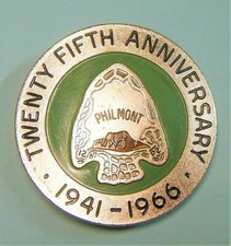 VINTAGE BOY SCOUTS OF AMERICA SCARF SLIDE PHILMONT 1941-1966 25th ANNIV USED