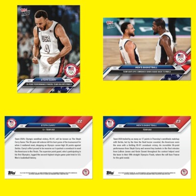(2) 2024 Topps Now Olympics Stephen Curry USA Basketball #22 & #23 SP  