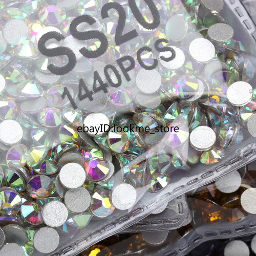 1440pcs 5mm ss20 Crystal Glass Flatback Rhinestones Gems Nail Art Crafts Beads - Picture 3 of 75