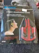 VINTAGE Sanyo Model RP 80 AM/FM Radio STEREO Folding Headphones RARE