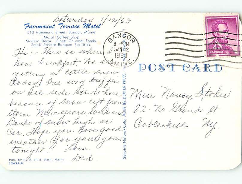 Pre1980 FAIRMOUNT TERRACE RESTAURANT Bangor Maine ME make an offer r0898 eBay