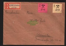 B8334 SBZ Lokalausgabe Gro&szlig;r&auml;schen 19, 22 1945 Brief Einschreiben nach Chemnitz