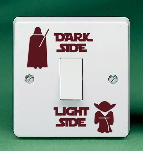 1.8" DARK SIDE LIGHT SIDE Vinyl Decal Light Switch Sticker Laptop Star Wars Yoda - Picture 16 of 22