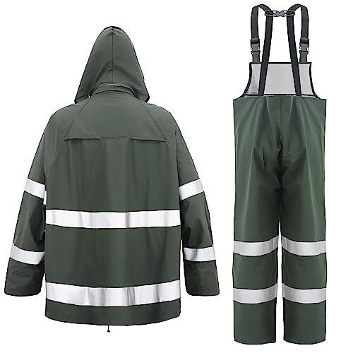 Rain Suit For Men & Women Waterproof Heavy Duty Rain Gear XX-Large Green - Picture 4 of 6