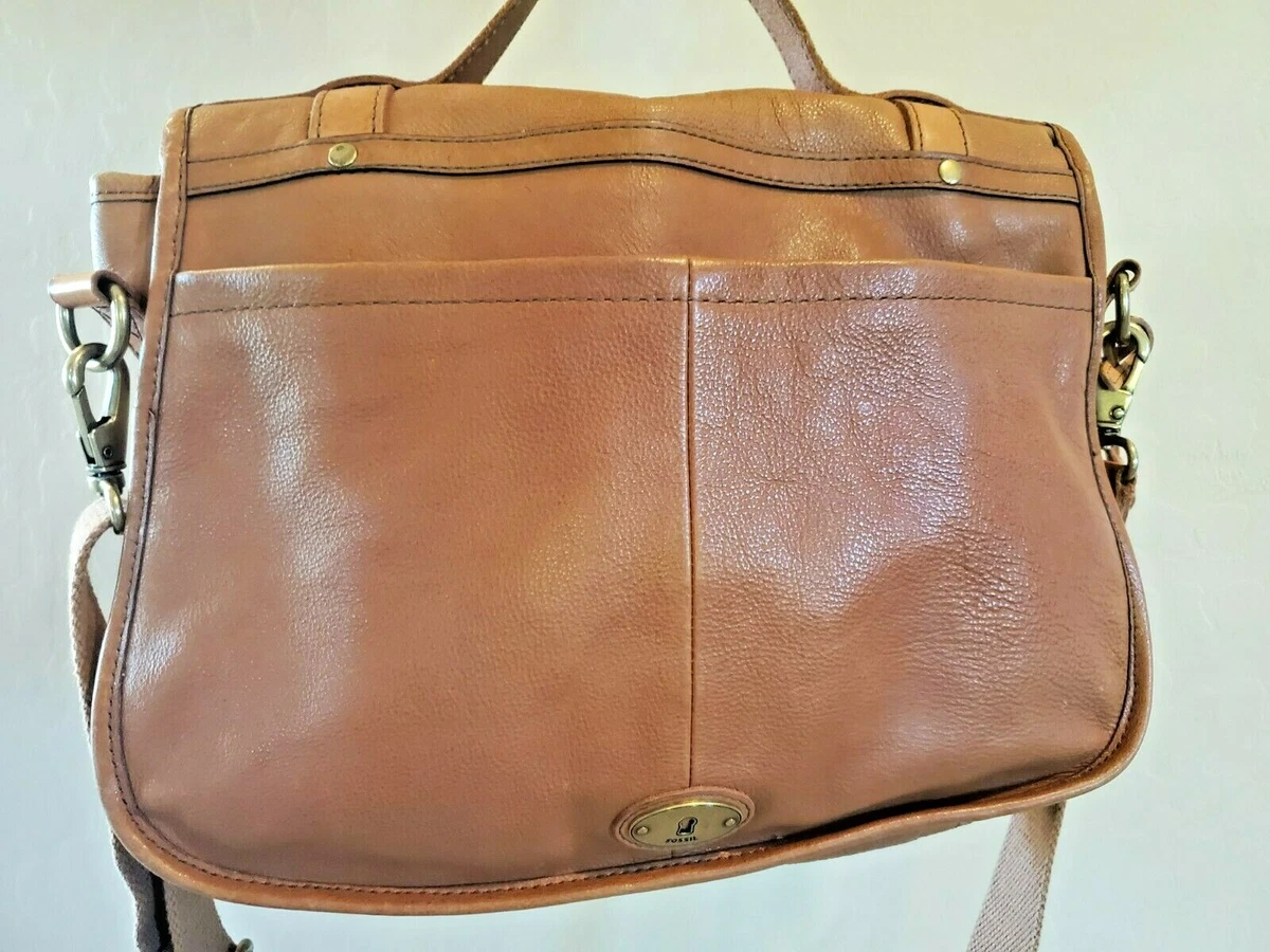 Fossil leather messenger shop bag women's