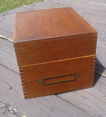 Antique Remington Rand Oak Wooden Index Card File Box 1930s Lot 4