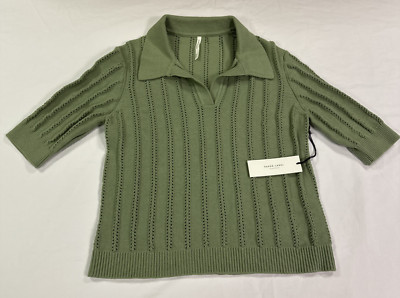 Paper Label Maggie Textured Knit Top Women's Size XL in Laurel Green NWT