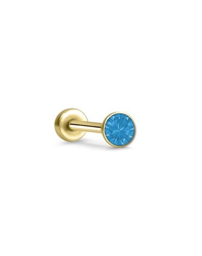 Threadless Labret Nose Ring Monroe Push Pin Stud Yellow Gold Steel 2mm CZ - Picture 5 of 14