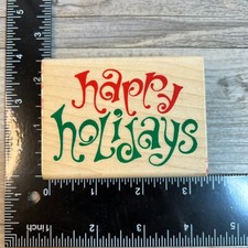 Inkadinkado Happy Holidays 91400 Mounted Wood Rubber Stamp