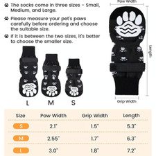 4 Pairs of Anti-Slip Dog Socks with Adjustable Straps Paw Protector Socks - S
