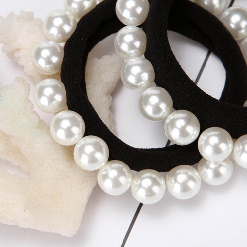 Pearl Scrunchies Women Elastic Beaded Headwear Hair Ring Rope Ties Band Colorful - Picture 6 of 17