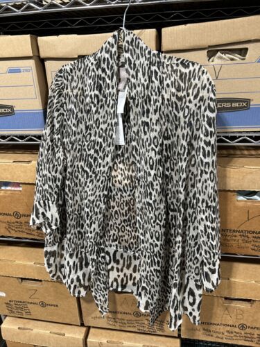 Chico's (Size 3) Animal Print Open Front Sheer Top 3/4 sleeve NWT AE