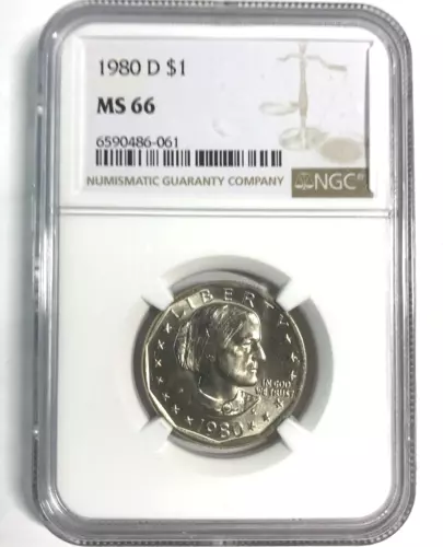1980-D  $1 SBA SUSAN B ANTHONY DOLLAR - GEM BU - NGC MS66