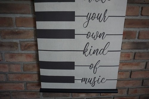 Large 24" MAKE YOUR OWN KIND OF MUSIC Piano Keys Keyboard Canvas Home Decor Sign - Picture 10 of 11