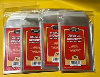 beckett graded card sleeves 200 Cardboard Gold Perfect FIT BGS Beckett GRADED Card SLEEVES for SLABS