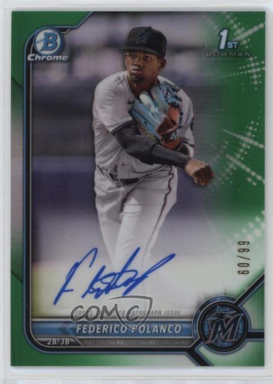 2022 Bowman Chrome Prospect Green Refractor 60/99 Federico Polanco #CPA-FP Auto